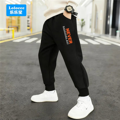 Pantalones Deportivos de Algodón para Niños, con Estampado de Letras de Nueva York Brooklyn, Puños Elásticos, Holgados, para la Escuela, Uso Diario, Color Negro y Gris