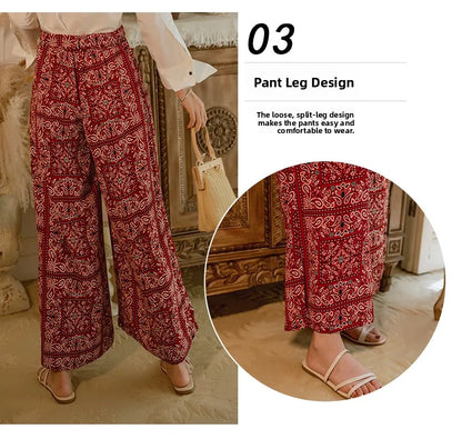 Pantalones anchos de viaje para vacaciones en la playa, ropa de vacaciones para mujer, estilo bohemio, cintura alta, material...