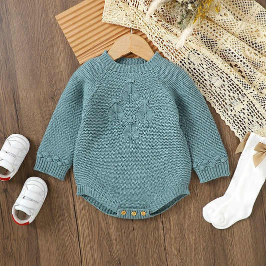 Body para bebé, ropa de primavera y otoño, trajes de mono lisos tejidos de manga larga para niñas recién nacidas de 0 a 18m, monos infantiles de invierno de una pieza