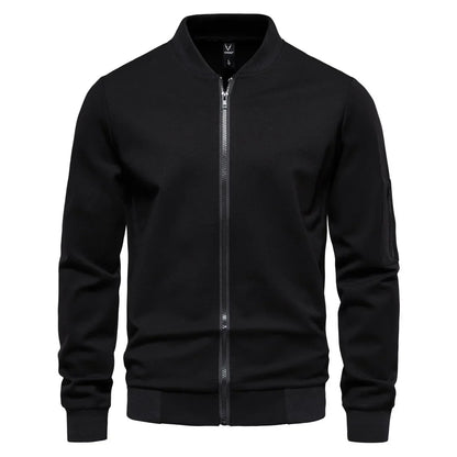 Chaqueta Casual con Cierre y Cuello Alto para Hombre, Primavera-Otoño 2025, Chaqueta Deportiva de Color Sólido, Chaqueta Bomber Urbana para Hombre