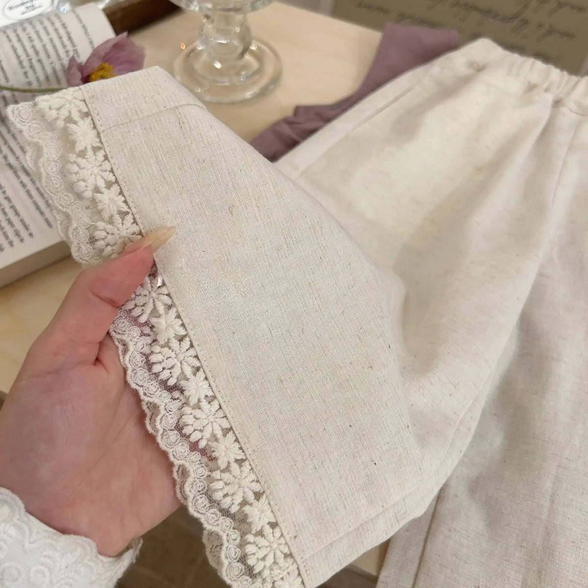 Conjuntos de ropa de verano para niñas, camiseta interior sin mangas para niños, camisa de muñeca + pantalones de pierna ancha antimosquitos con borde de encaje para bebé, conjuntos de 2 uds.