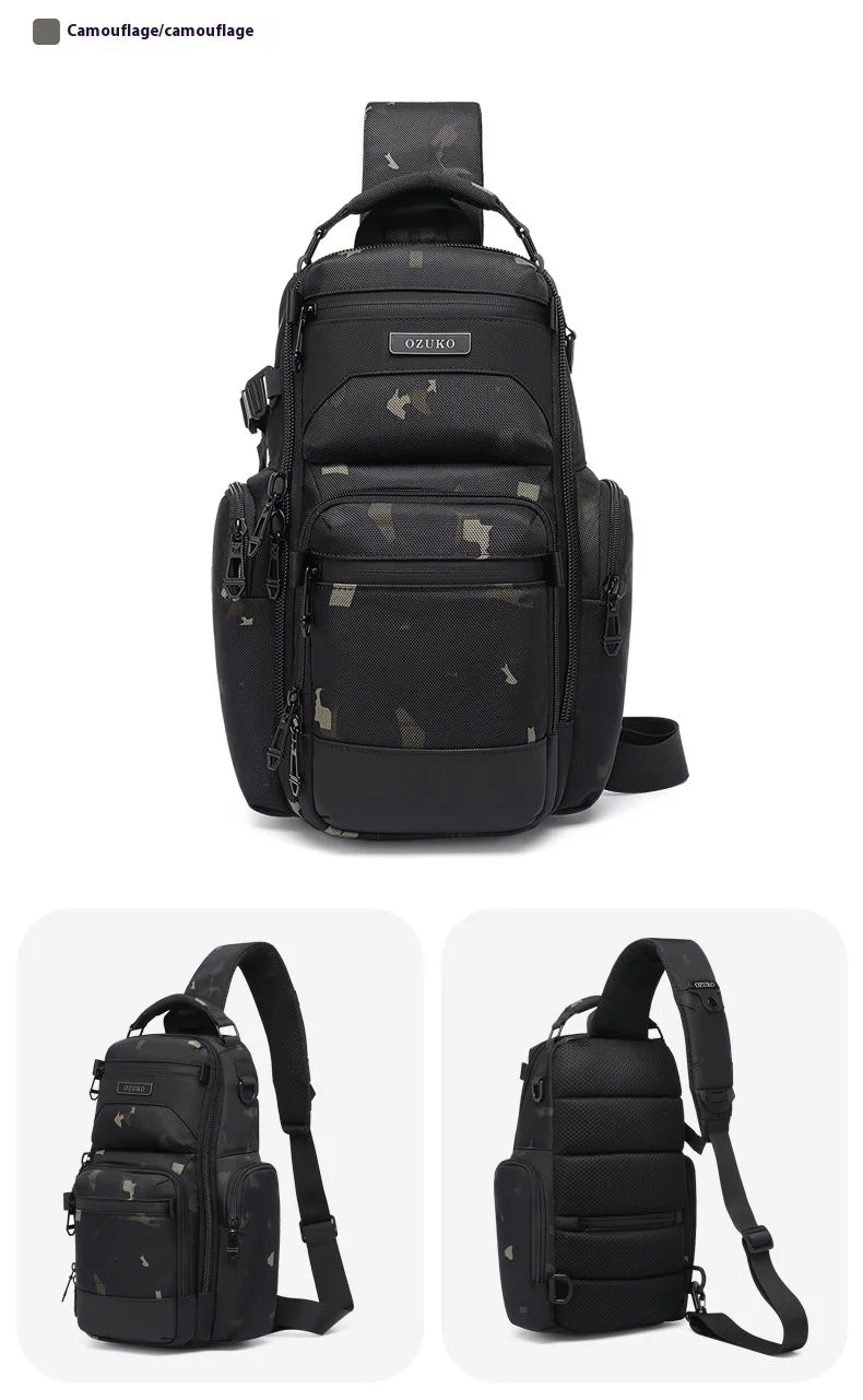 Bolso de pecho OZUKO, elegante bolso cruzado multifuncional, bolso cruzado de viaje ligero e impermeable para hombre