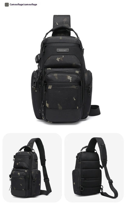 Bolso de pecho OZUKO, elegante bolso cruzado multifuncional, bolso cruzado de viaje ligero e impermeable para hombre
