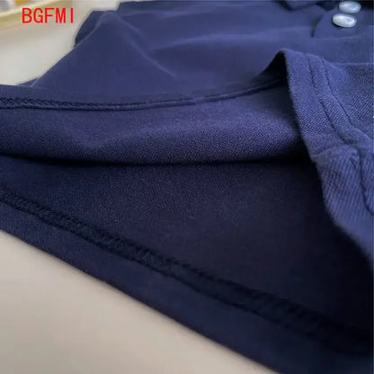 Conjunto de camisa Polo fina de verano para niños pequeños, camisa bordada de dibujos animados de manga corta para bebés + pantalones cortos informales completamente estampados, conjunto de 2 uds.