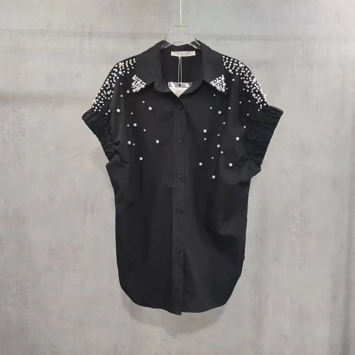 Blusas de manga corta de algodón con cuentas de perlas, camisas para mujer, novedad de verano, primavera 2021, tendencia de moda, Tops informales sueltos, Blusas