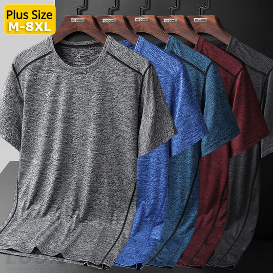 Camiseta de Camping transpirable para hombres y mujeres, camisetas deportivas básicas, camisetas para hombres y mujeres, envío directo, talla hasta 8XL, verano