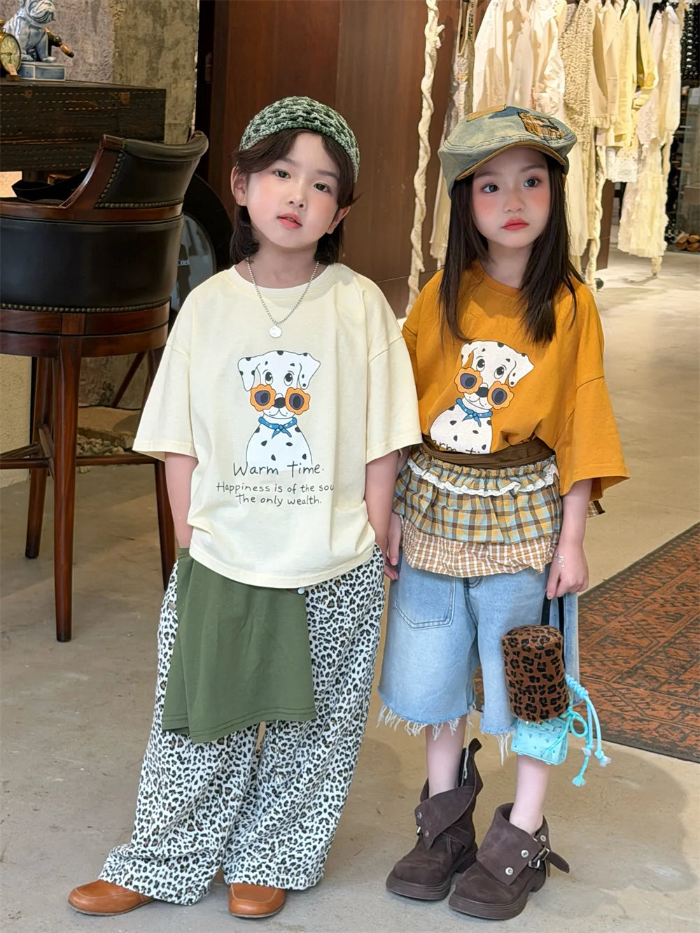 Novedad de verano, camiseta holgada con estampado de dibujos animados de estilo coreano para niños, camiseta de manga corta p...