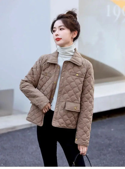 Chaqueta Corta Ligera de Algodón para Mujer, Talla Pequeña, Acolchada, para Invierno, con Cierre de Cremallera, Estilo Moderno