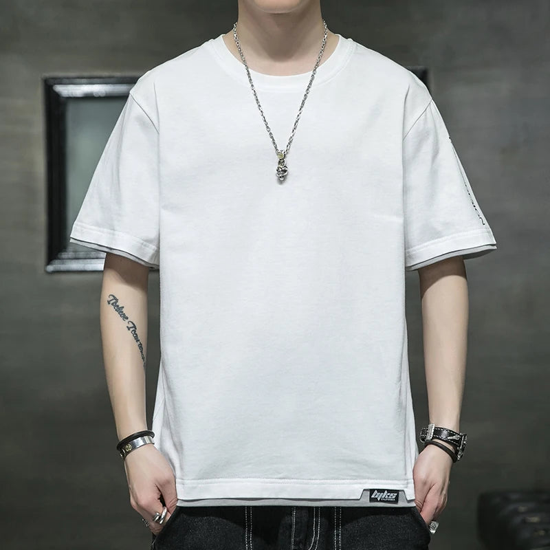 Newest Solid Color 100% Cotton Men T Shirt Hip-Hop Cotton T-shirt O-neck Summer Male Causal Tshirts Fashion Loose Tees YBRDT102