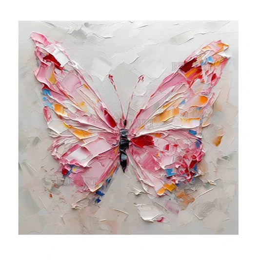 Cuchillo, espesor de textura, cuadro de mariposa acrílico blanco, pintura, lienzo moderno, arte de pared, Panel artesanal hecho a mano