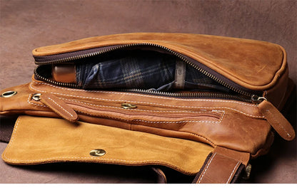 Guro-bolso de pecho de viaje de cuero genuino de alta calidad para hombre, satchel de lujo, cruzado de tendencia Vintage, bolsos de tirantes para deportes al aire libre de fin de semana