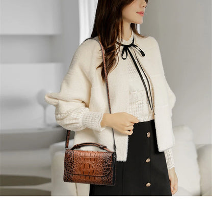 Bolso cruzado de diseñador de lujo para mujer, bandolera con patrón de cocodrilo, de cuero de alta calidad, cuadrado