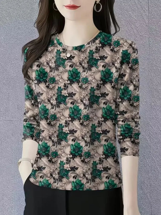 Blusa Casual para Mujer – Cuello Redondo, Manga Larga y Máxima Comodidad