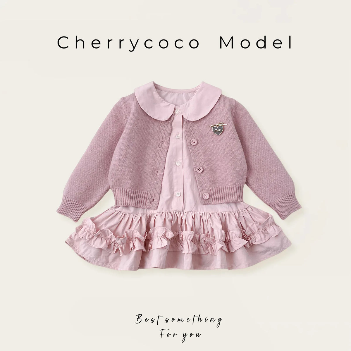 Conjunto de Vestido para Niña, Primavera y Otoño 2026, Nuevo Suéter de Punto con Volantes, Vestido de Dos Piezas