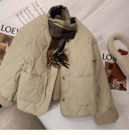 Chaqueta de algodón gruesa con forro de piel de cordero para mujer, ropa de abrigo para primavera y otoño, estilo informal, c...