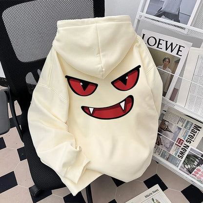 Sudaderas con capucha con estampado de Anime divertido para hombre, sudaderas con capucha de moda Retro americana de Hip Hop, ropa de calle Y2K, Sudadera con capucha de lana estampada
