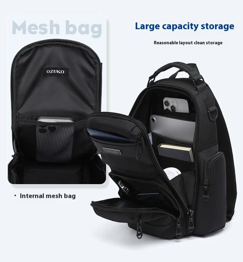 Bolso de pecho OZUKO, elegante bolso cruzado multifuncional, bolso cruzado de viaje ligero e impermeable para hombre