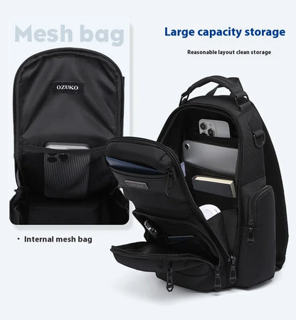 Bolso de pecho OZUKO, elegante bolso cruzado multifuncional, bolso cruzado de viaje ligero e impermeable para hombre