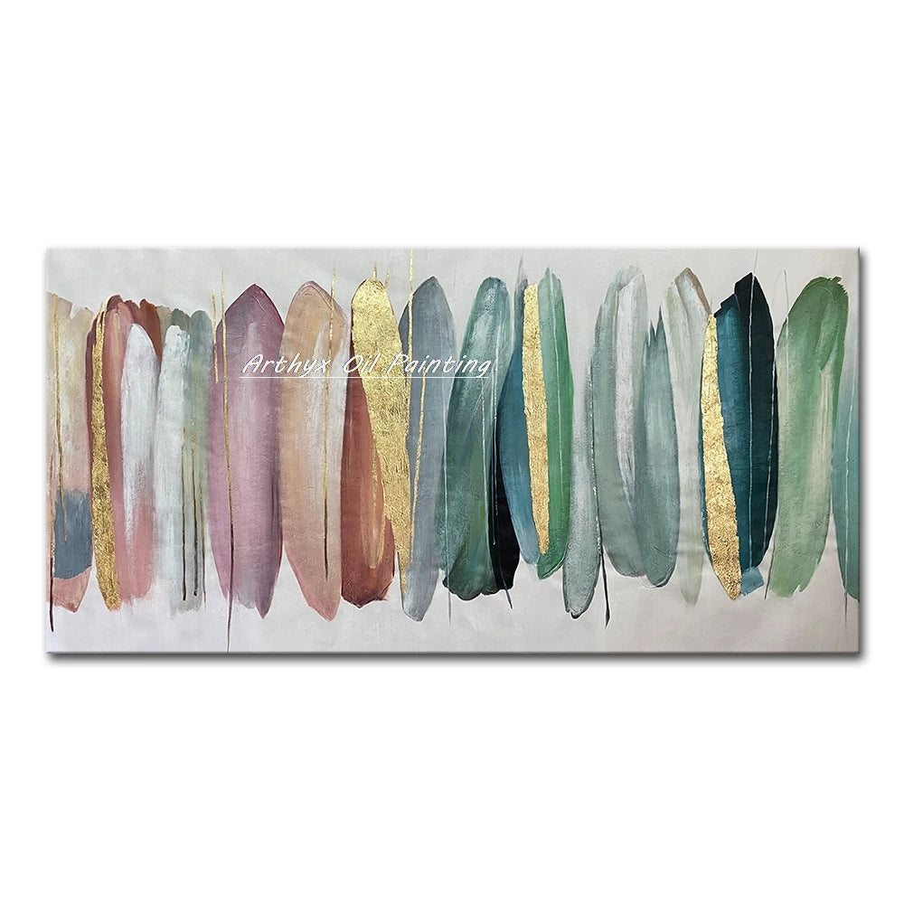 Arthyx, Pintura al Óleo sobre Lienzo Pintada a Mano con Lámina Dorada, Pósteres Abstractos Grandes, Cuadro Moderno para Pared, Decoración para Sala de Estar + paquete Switch in Art completo