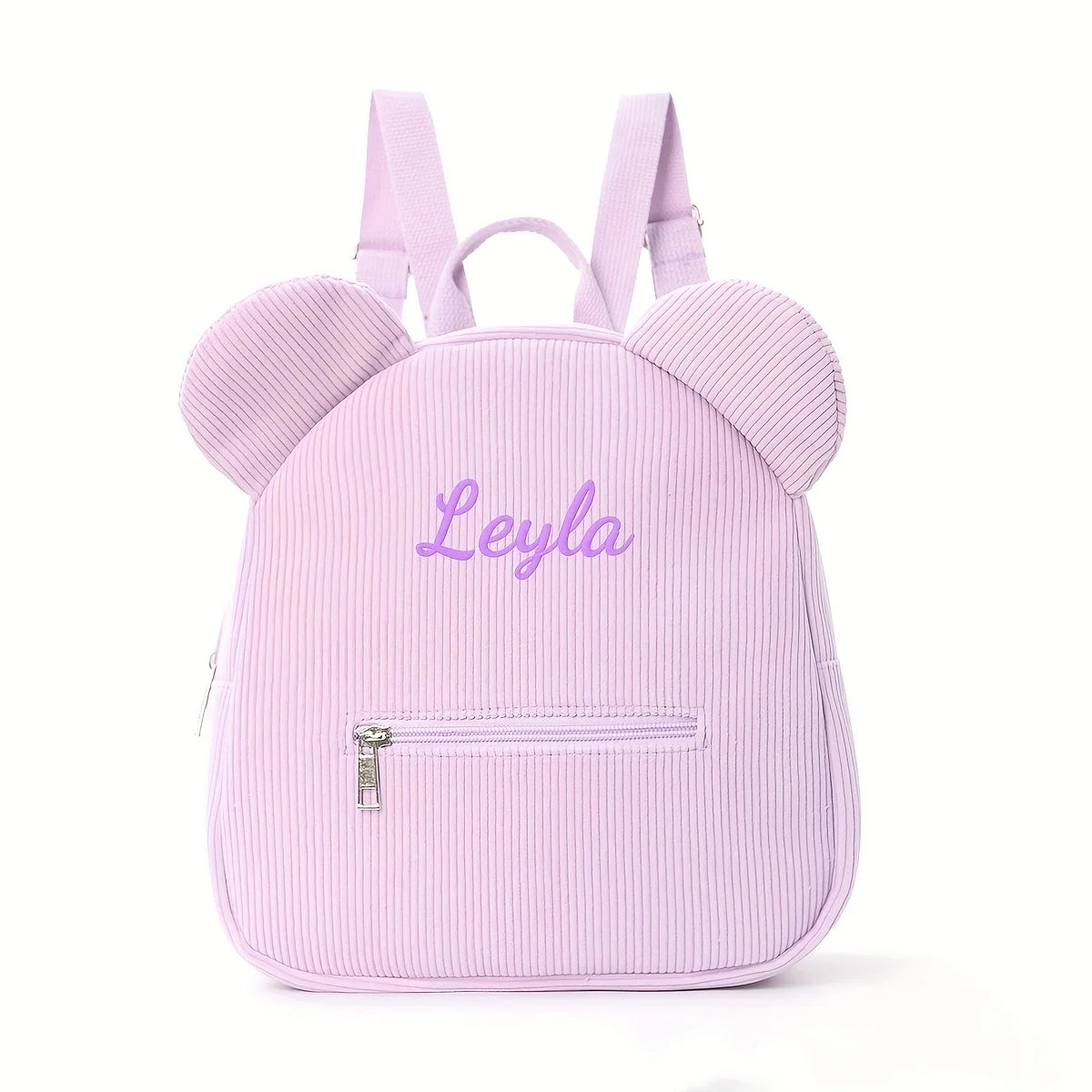 Mochila Mini con Orejas de Oso, Personalizable con Nombre Bordado, de Pana y Felpa, para Niñas, Mujeres, Niños Pequeños, Regalo para Guardería
