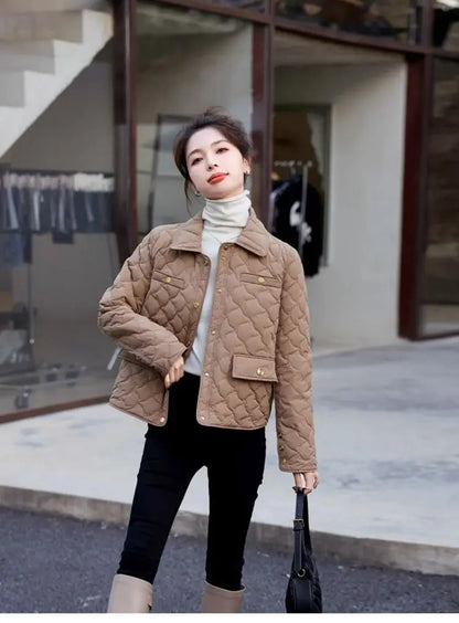 Chaqueta Corta Ligera de Algodón para Mujer, Talla Pequeña, Acolchada, para Invierno, con Cierre de Cremallera, Estilo Moderno