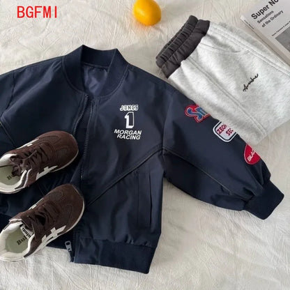 Chaquetas Bomber para Niños, Ropa de Primavera y Otoño para Niños, Chaqueta Deportiva de Moda, Uniforme de Béisbol Informal y Holgado
