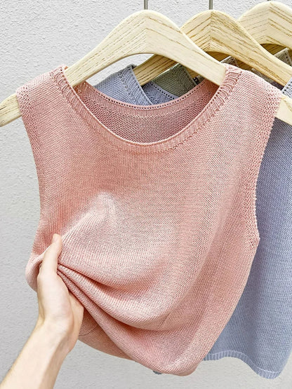 Loose Casual Comfortable Knitted Vest Women's Sleeveless Top Fashionable Summer Design Sense Soft Style Commute Korean Version