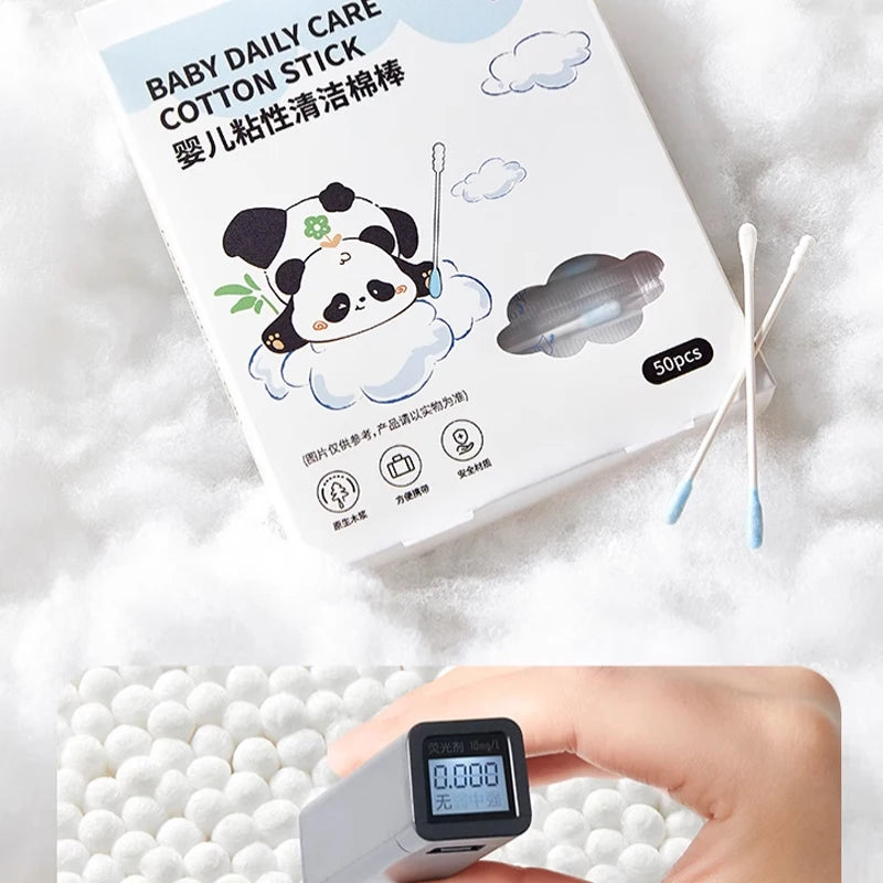 Hisopos de algodón para bebés con doble punta, para limpieza de oídos y nariz, multifuncionales, de bambú, para maquillaje y limpieza de bebés y niños