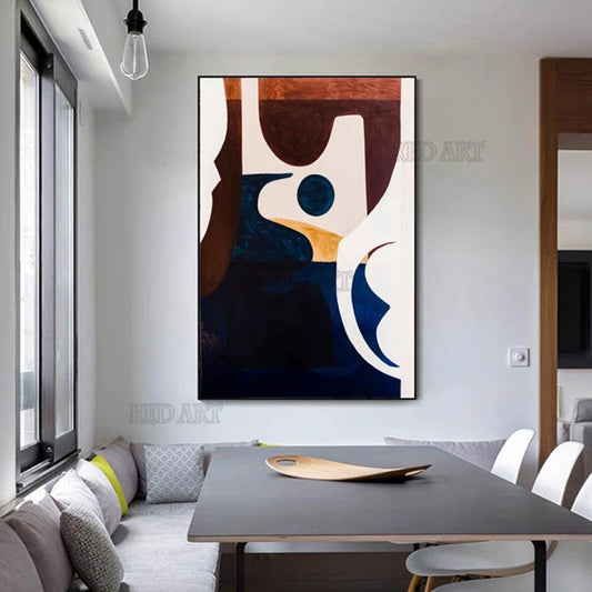 Arte de pared de lienzo hecho a mano, pintura al óleo en blanco y negro, póster abstracto, cuadro de pared creativo, obra de arte grande para decoración de Hotel, com marco incluido