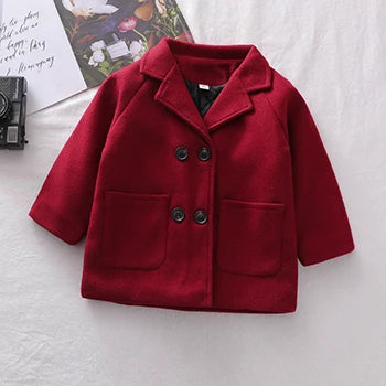 2 3 4 5 6 Years Baby Boys Jacket Spring Autumn Keep Warm Fashion Windbreaker Long Sleeve Woolen Coat Birthday Gift Kids Clothes