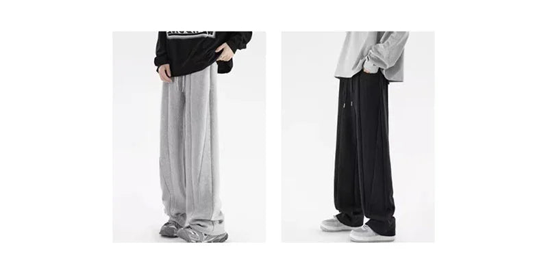 Pantalones Deportivos Grises de Pierna Recta Estilo Hip Hop 2026 para Hombre, Pantalones Holgados de Moda Coreana de Primavera, Estilo Y2K, Casuales