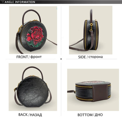 Bolso de diseñador de lujo para mujer, bolso de hombro de estilo chino Retro con relieve 3D de flores, bolso cruzado para gifls, nuevo bolsillo redondo para teléfono