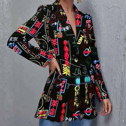 Women's Casual Long Sleeve Turn-down Collar Suit Jacket Elegant Fashionable Chinese Brandless Ladies' Formal Wear