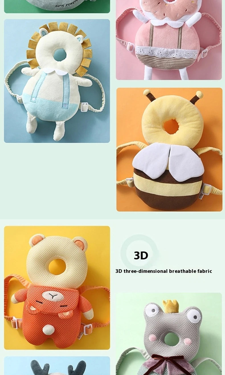 Andadores para bebés, cojín de protección para la cabeza, almohadilla de felpa de animales, correas ajustables, almohadilla protectora para bebés, regalo de ducha para niños pequeños