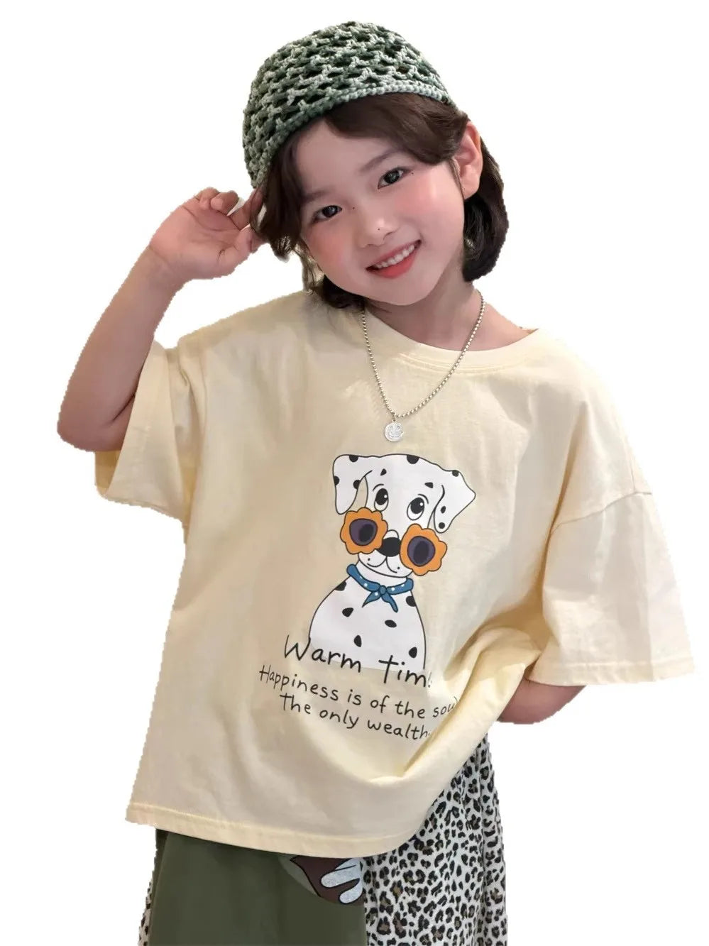 Novedad de verano, camiseta holgada con estampado de dibujos animados de estilo coreano para niños, camiseta de manga corta p...