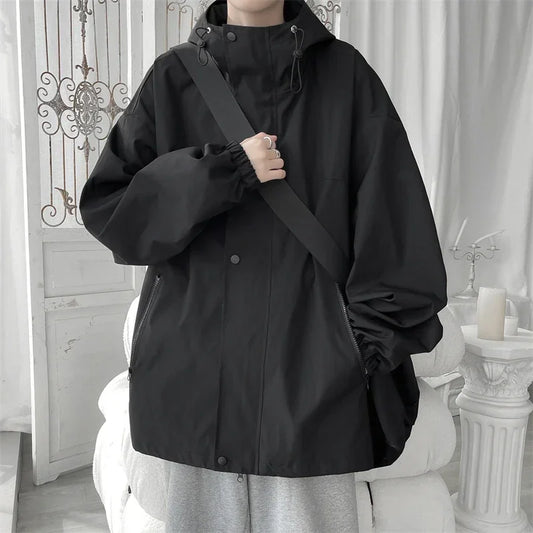Chaqueta con capucha para hombre, chaqueta Bomber para hombre, cortavientos, abrigos con cremallera, chaqueta de carga holgada para primavera y otoño, ropa deportiva informal para hombre 2024