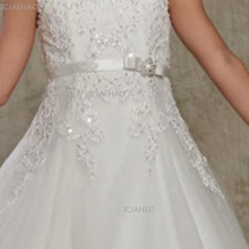 Vestido de Niña para Boda, Cumpleaños, Encaje, Flores, Princesa, Vestido Largo, Fiesta Formal, Celebración, Vestidos de Noche