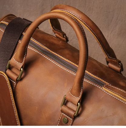 GURO-bolsos de viaje Retro de cuero de vaca para hombre y mujer, bolso de mano de cuero genuino, bolsa de Fitness de fin de semana de lujo, equipaje de viaje corto