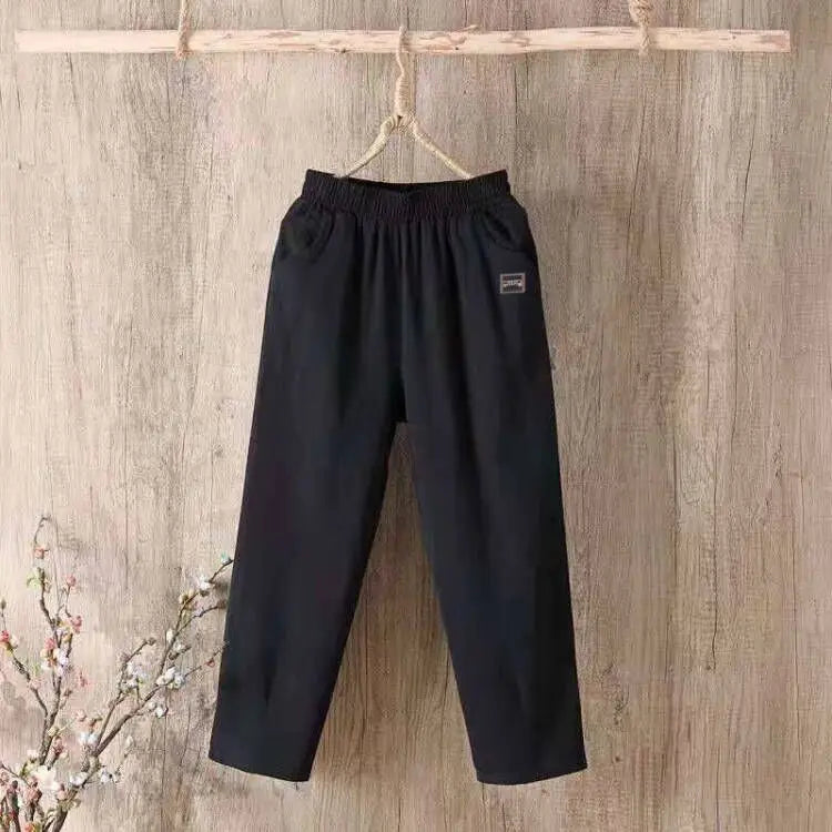 Pantalones Harlan de algodón sueltos para mujer, pantalones informales de verano para mamá, pantalones informales de algodón ...