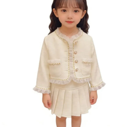 Conjunto de Ropa para Bebés Niñas, Primavera-Otoño 2026, Nuevo Conjunto de Dos Piezas con Falda y Chaqueta a la Moda