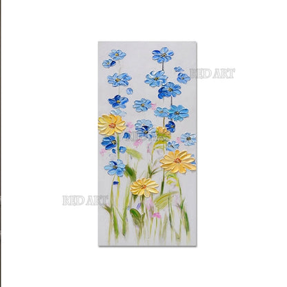 Paleta decorativa abstracta, cuchillo, imagen de flores, pintada a mano, sin textura de marco, arte de pared de lienzo acrílico, + Paquete Switch In Art completo
