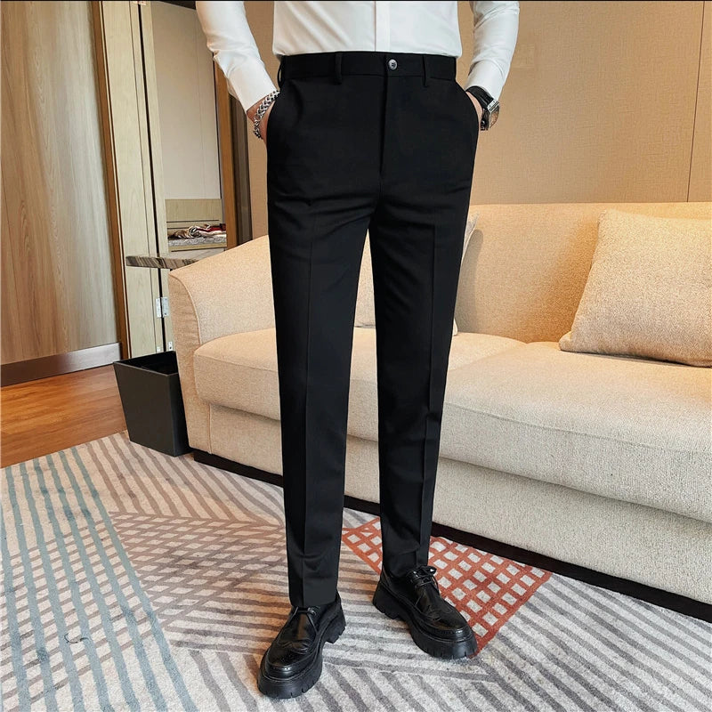 Camisas de vestir de negocios para hombres, pantalones ajustados de traje Social de oficina informal, pantalones de fiesta de boda de alta calidad, ropa de otoño e invierno