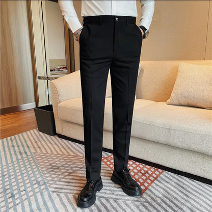 Camisas de vestir de negocios para hombres, pantalones ajustados de traje Social de oficina informal, pantalones de fiesta de boda de alta calidad, ropa de otoño e invierno