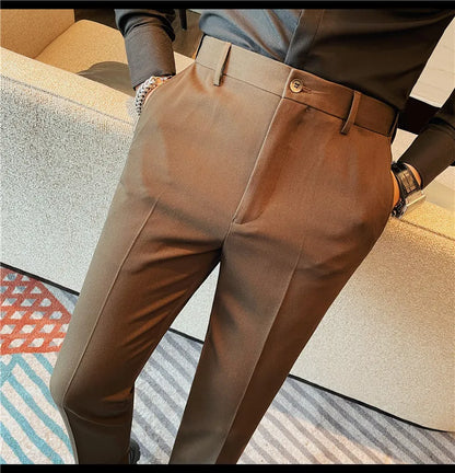 Camisas de vestir de negocios para hombres, pantalones ajustados de traje Social de oficina informal, pantalones de fiesta de boda de alta calidad, ropa de otoño e invierno