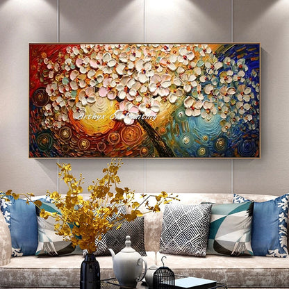 Arthyx-cuchillo hecho a mano, pintura al óleo 3D de árbol y flor sobre lienzo, póster de textura abstracta moderna, imagen artística de pared, decoración del hogar + paquete Switch In Art completo