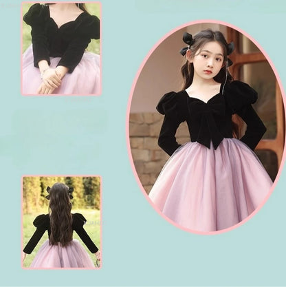 Vestido de fiesta de manga larga para niñas, ropa nueva, vestido hinchado para actuación, desfile, vestidos formales de celebración, disfraz