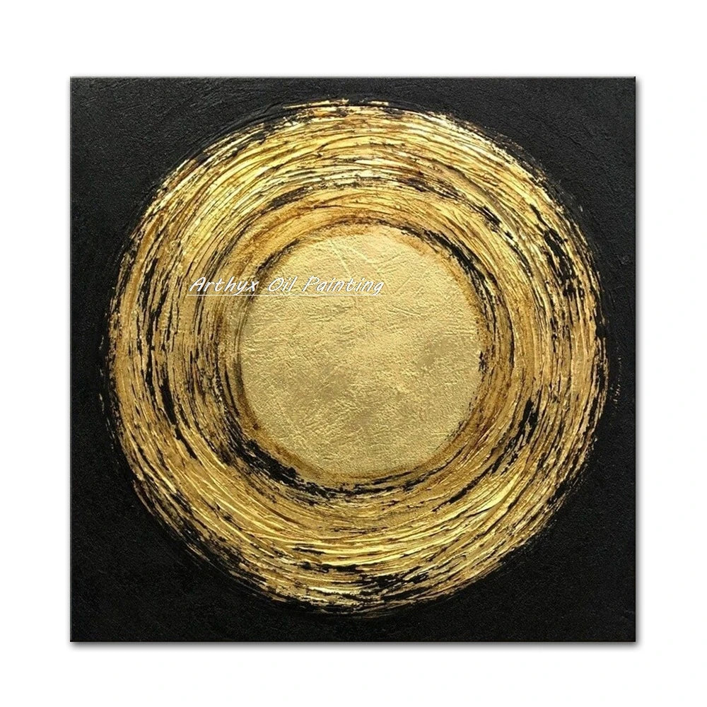Arthyx, pintura al óleo de sol dorado texturizada abstracta pintada a mano al 100% sobre lienzo, póster de arte grande moderno, imagen de pared, decoración del hogar