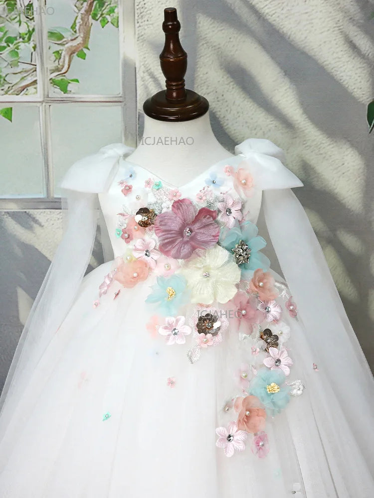 2026 elegante vestido de princesa para niñas vestido de presentador niños boda flor niña niños cumpleaños desfile fiesta vestidos formales disfraz