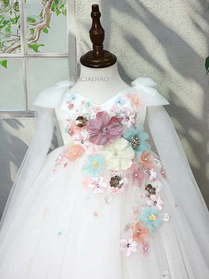 2026 elegante vestido de princesa para niñas vestido de presentador niños boda flor niña niños cumpleaños desfile fiesta vestidos formales disfraz