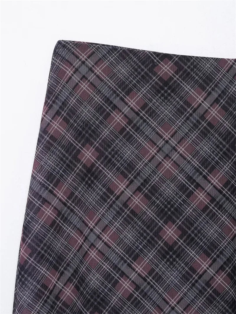 Falda Midi de Tul a Cuadros Estilo Británico BANA, Falda Ajustada de Cintura Alta para Mujer, Primavera Verano, Estilo OL, Fa...